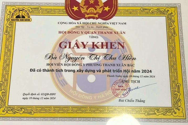 Lương y Nguyễn Thị Thu Hiền được Nhà nước khen tặng vì những đóng góp cho ngành Y