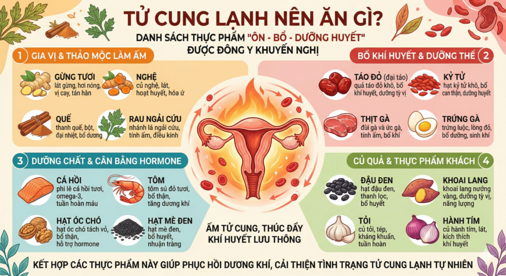 Tử cung lạnh nên ăn gì?